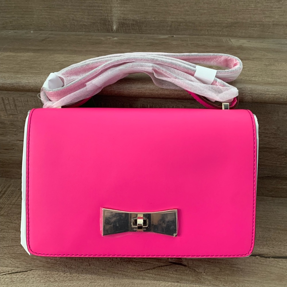 NEW Kate Spade Neon Pxru4763 Pink Leather Shoulder Bag